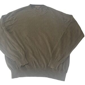Sebastian Cooper L Mens V Neck 92% Cotton 8%‎ Cashmere Blend Sweater Brown